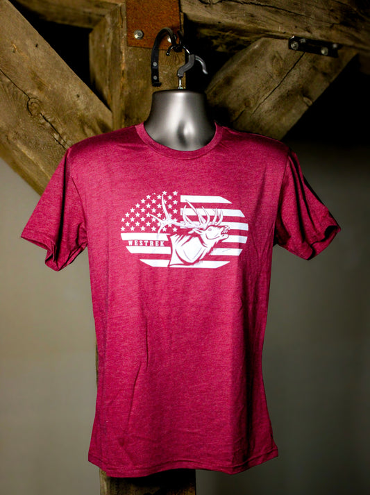 Elk Flag Circle Cardinal tee