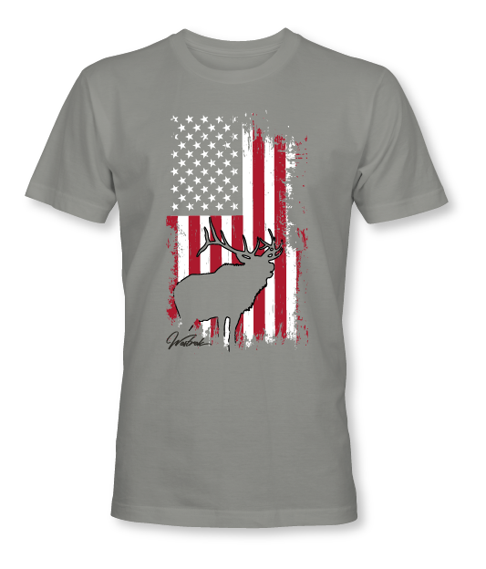 Heather Grey Elk Flag Shirt