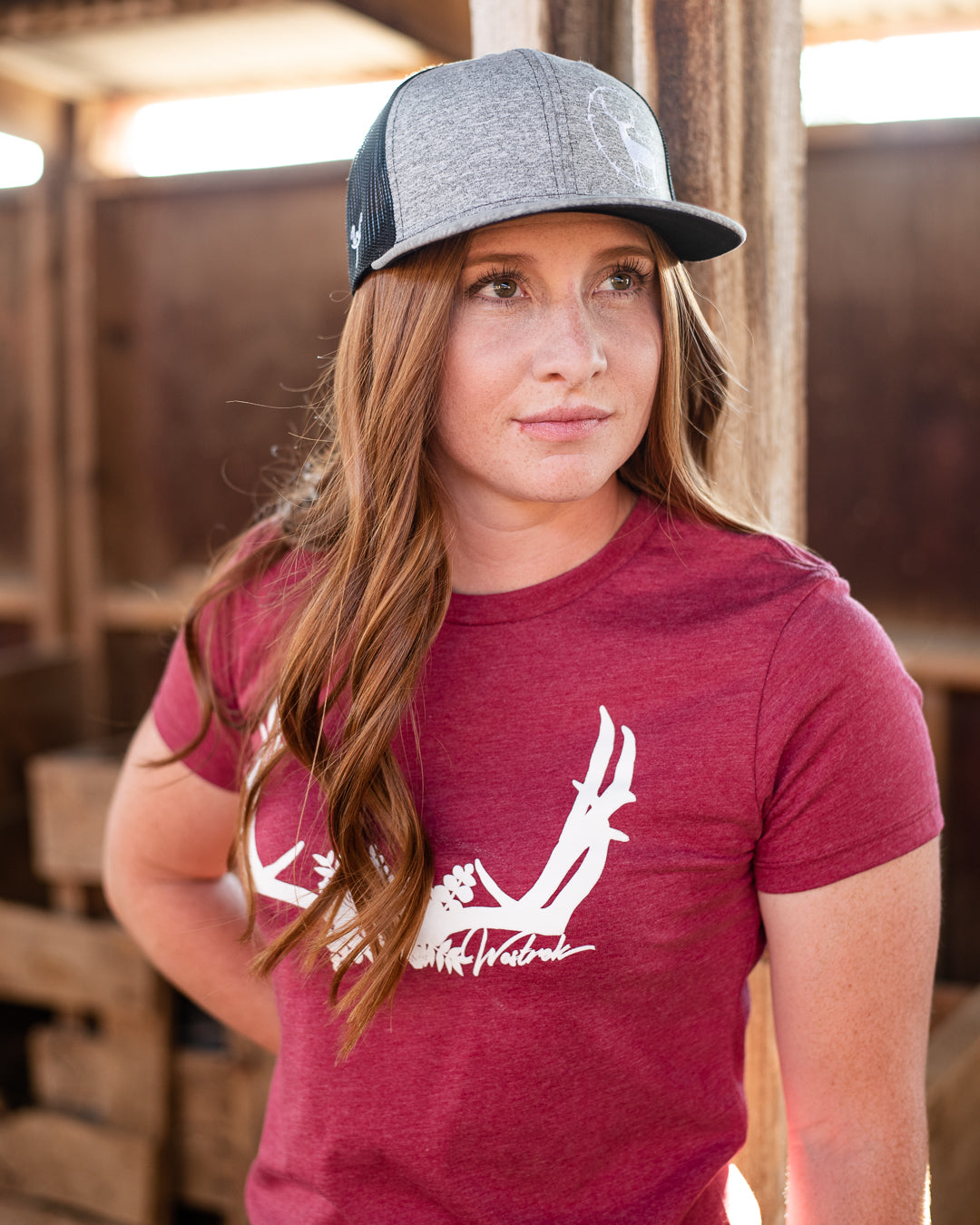 Floral Antler Women's Shirt (Cardinal)