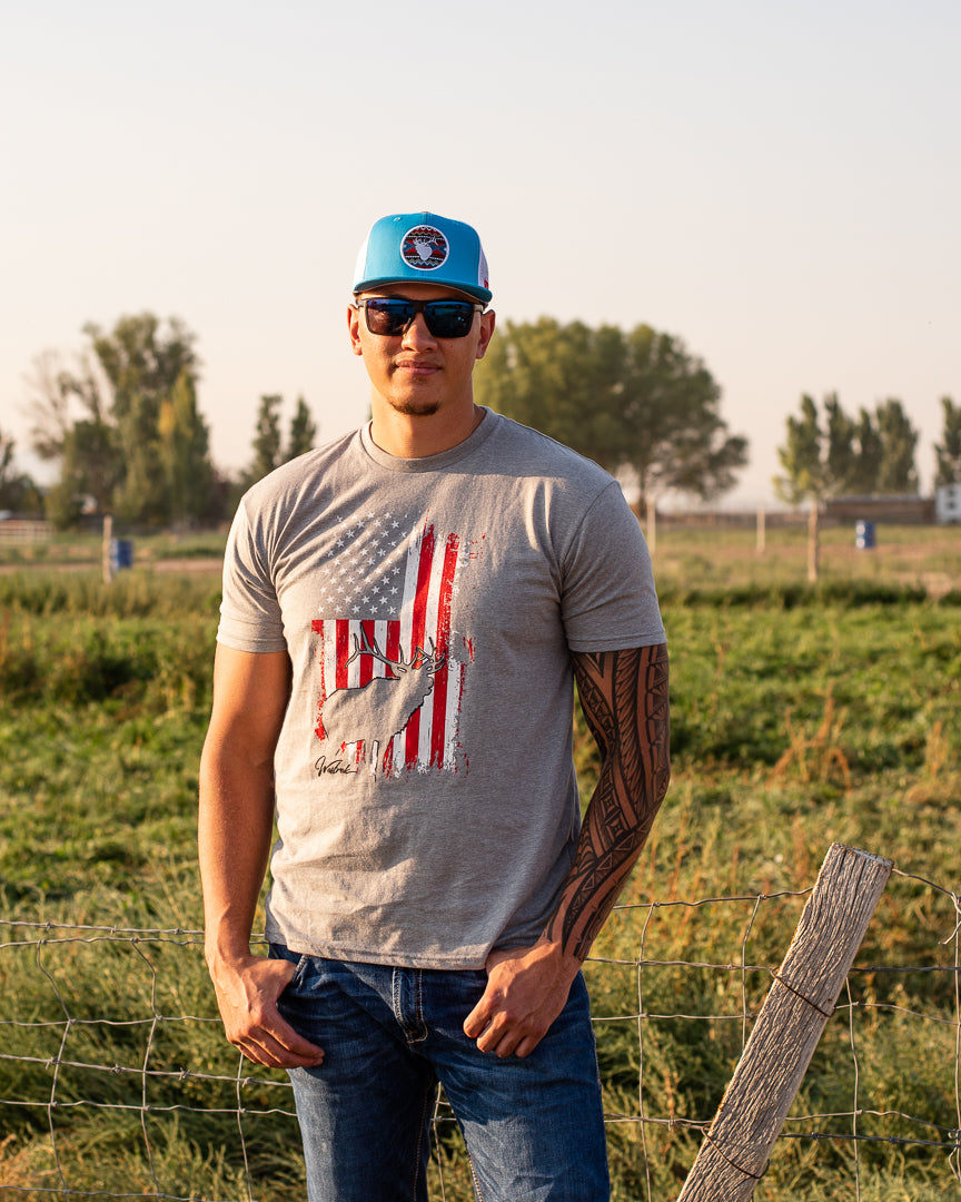 Heather Grey Elk Flag Shirt