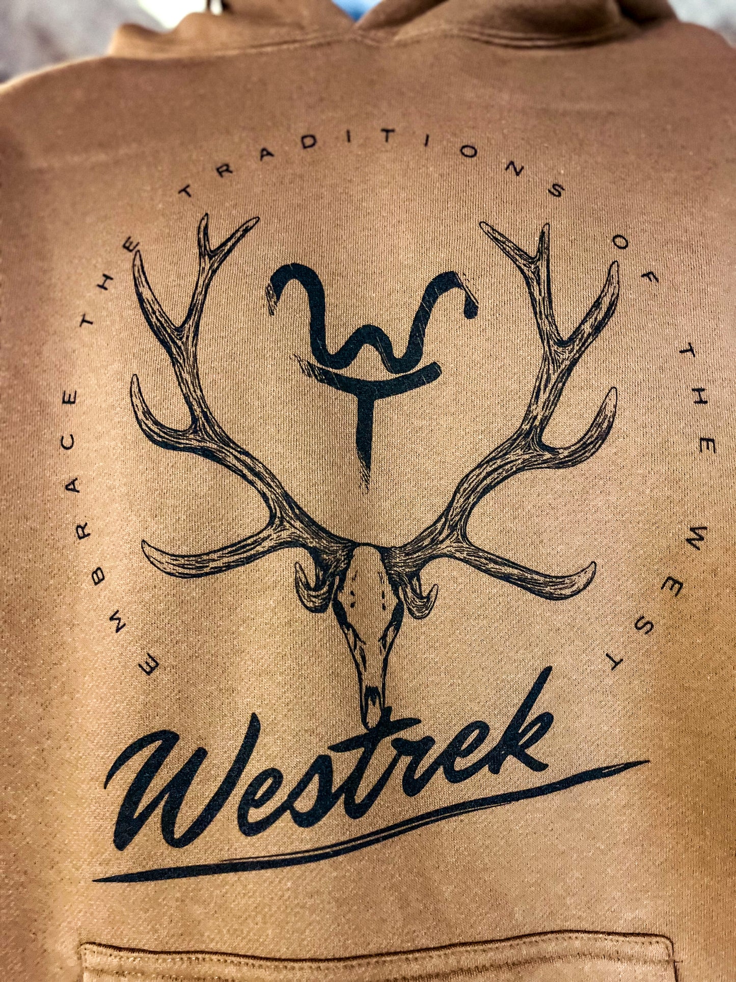 Elk Skull WT Brown hoodie- Embrace Traditions