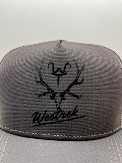 Charcoal WT Elk Laser Mesh 5 panel Trucker