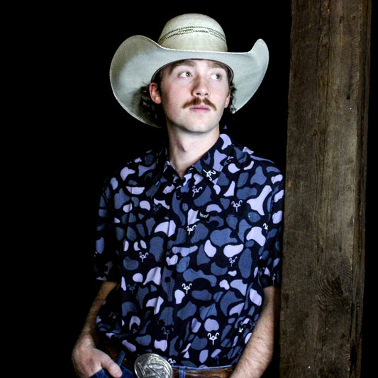 Limited Edition “Old School Black Camo WT” Pearl Snap Shirt | Western Hunting Button-Up | Westrek