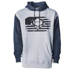 Navy and Heather Gray Skull Buck Flag Hoodie