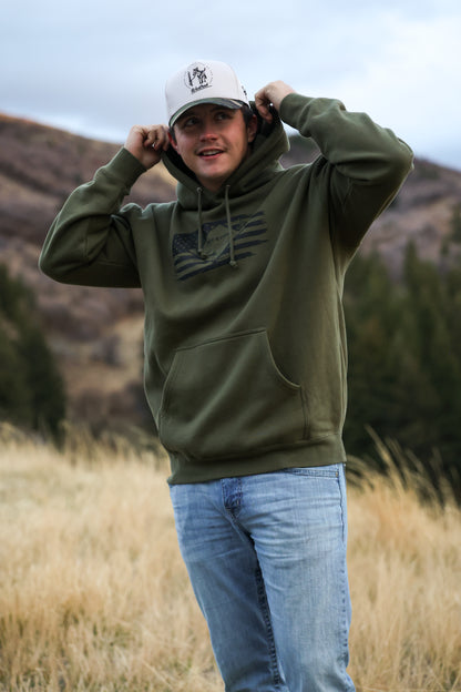 Army Green skull buck hoodie