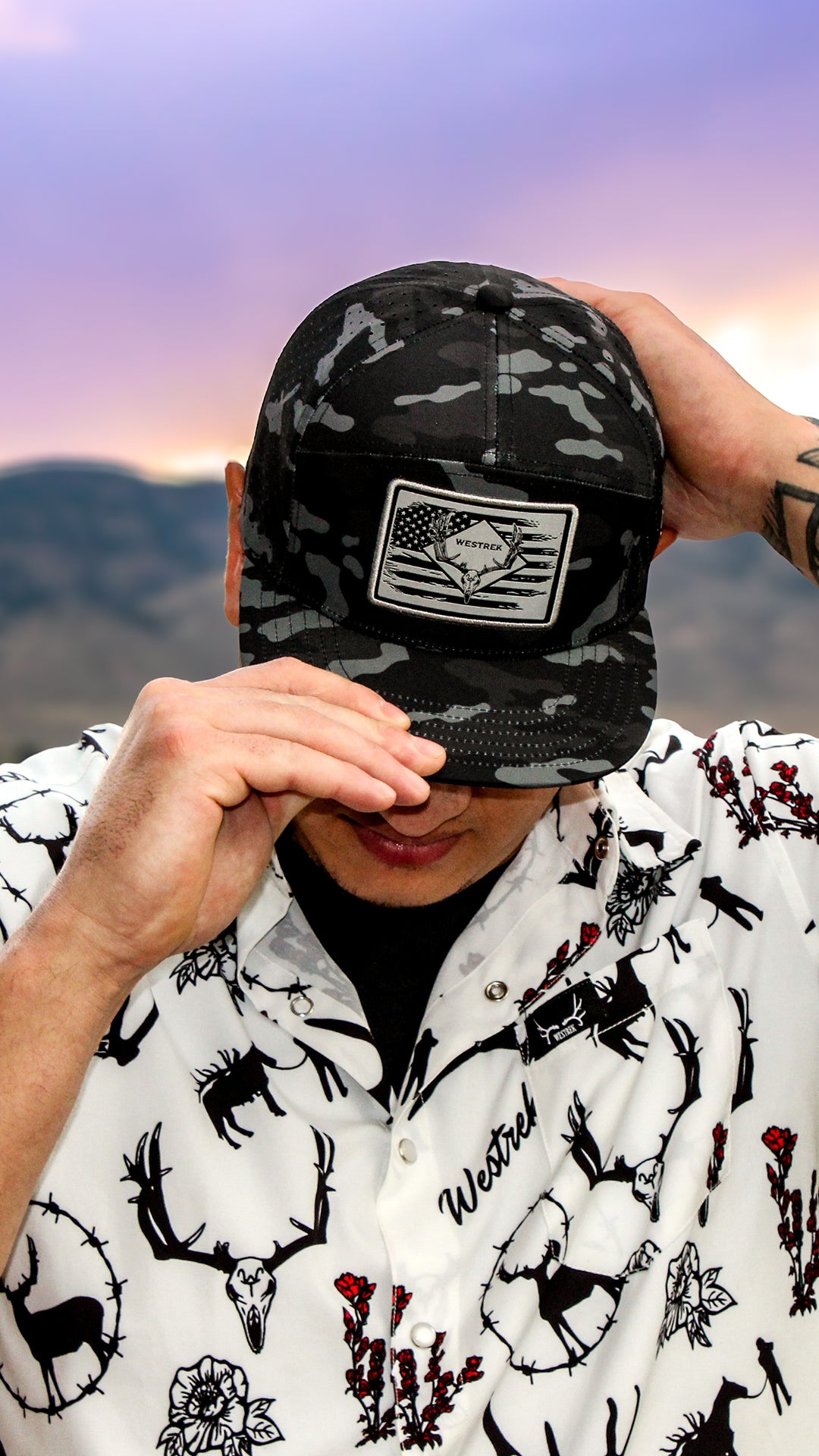 Black camo Laser mesh hat