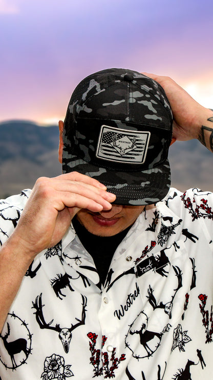 Black camo Laser mesh hat