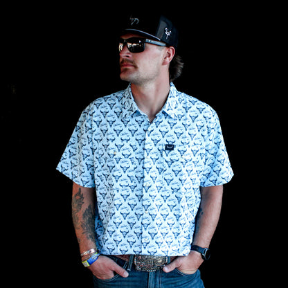 Prairie Ghost Rowdy Shirt | Light Blue Buffalo Pearl Snap