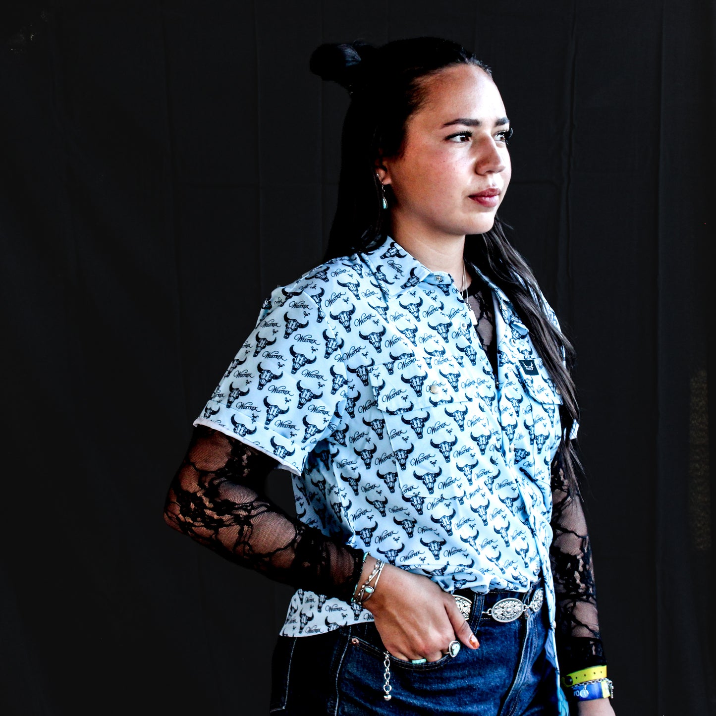 Prairie Ghost Rowdy Shirt | Light Blue Buffalo Pearl Snap