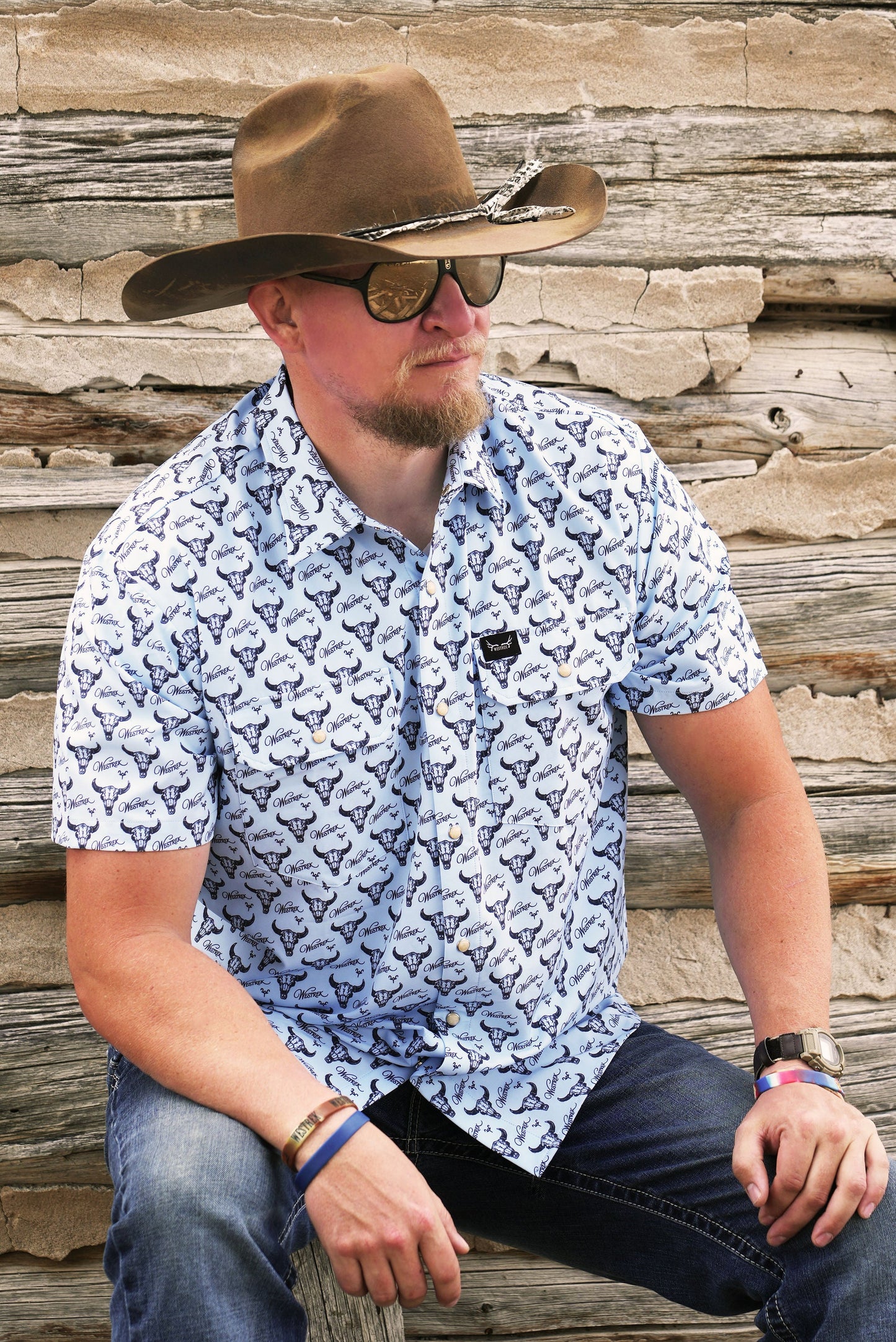 Prairie Ghost Rowdy Shirt | Light Blue Buffalo Pearl Snap