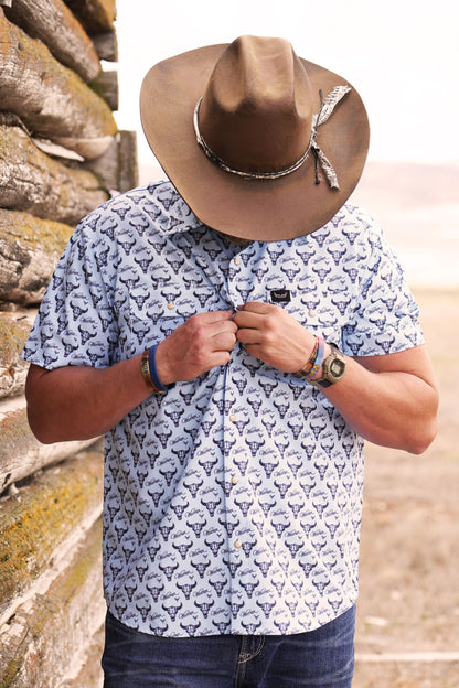 Prairie Ghost Rowdy Shirt | Light Blue Buffalo Pearl Snap
