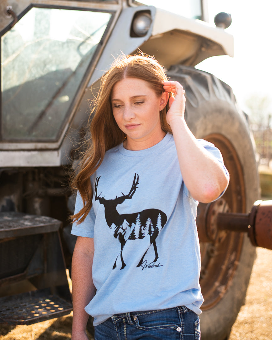 Light Blue Forest Silhouette Shirt