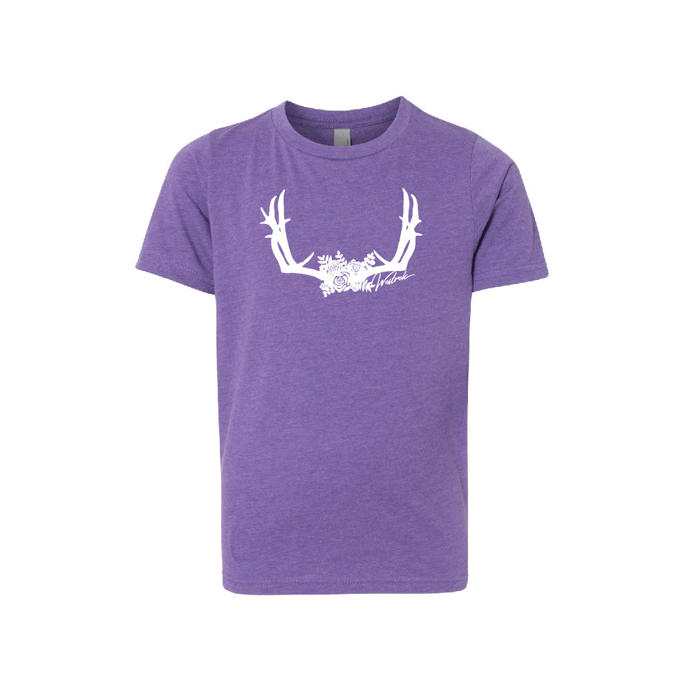 Girls Purple Floral Antler Shirt