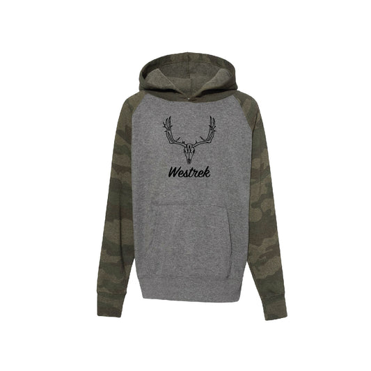 Youth Camo Sleeve Skull Hoodie